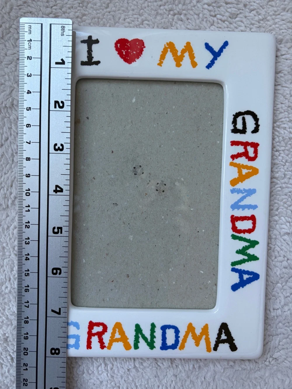 Vintage 90s I Love My Grandma White Ceramic Picture Frame 4x6